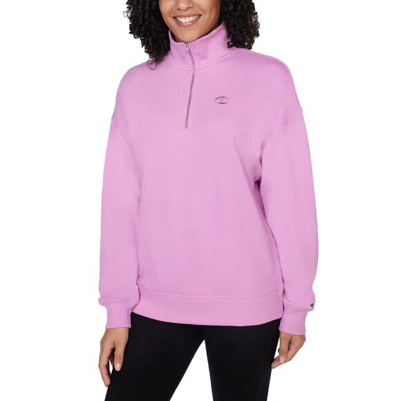 NEW Champion 1/2 Zip French Terry Pullover | Pink - Picture 1 of 5